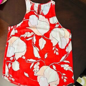 Violet & Claire White and Red Floral Tank Top